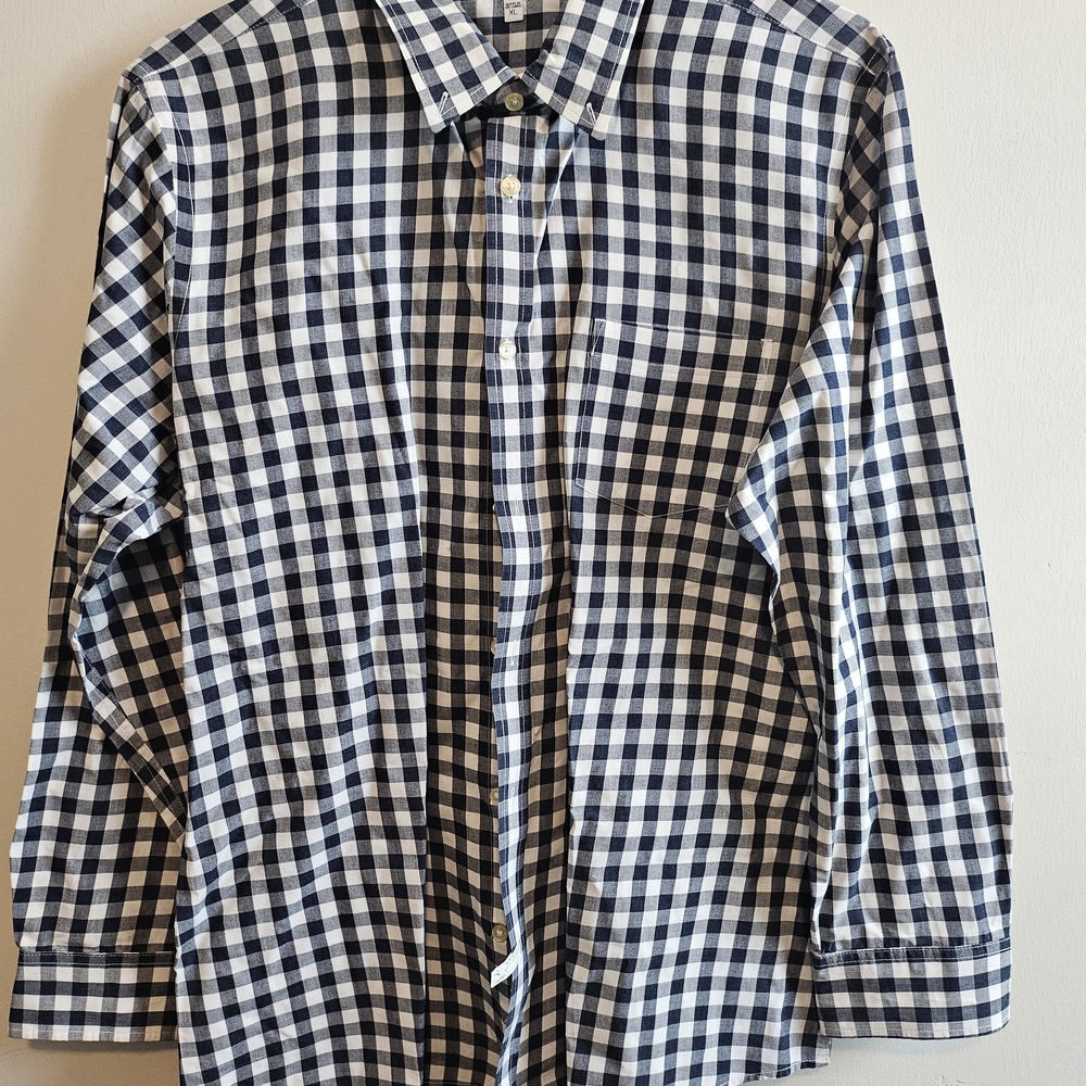 Sonoma Navy and White Plaid Button Down Shirt
